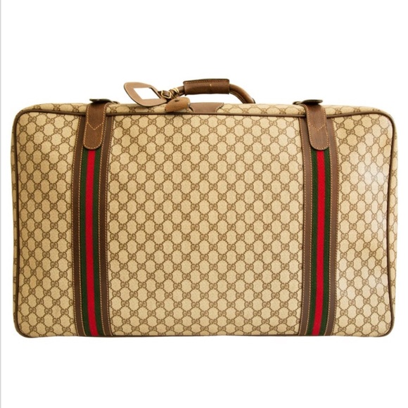 XXL AUTHENTIC RARE 1970s Gucci Beige and Brown Travel Bag - Picture 1 of 6